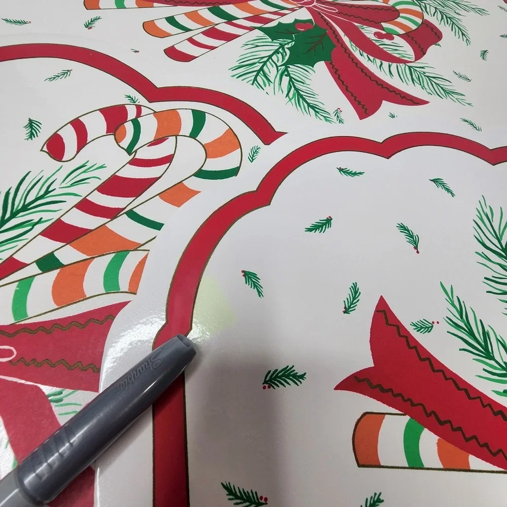 Town & Country Vinyl 1980s Christmas Table Placemats 6- 18